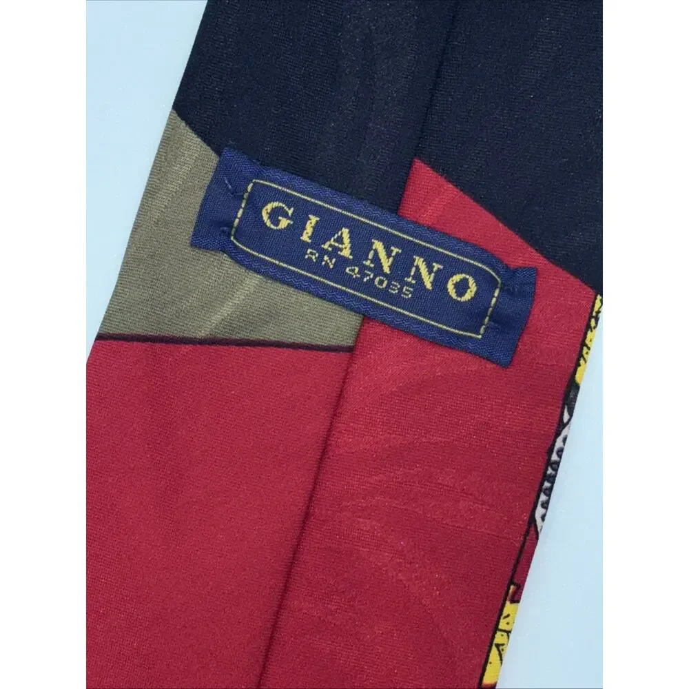 Gianno Men’s Vintage Tie 100% Polyester Made In USA Paisley Red